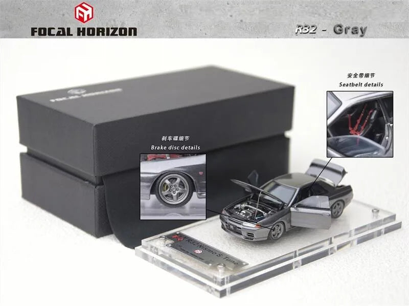 Focal Horizon FH 1:64 Skyline GT-R R32 S-Tune Gray Diecast Model Car
