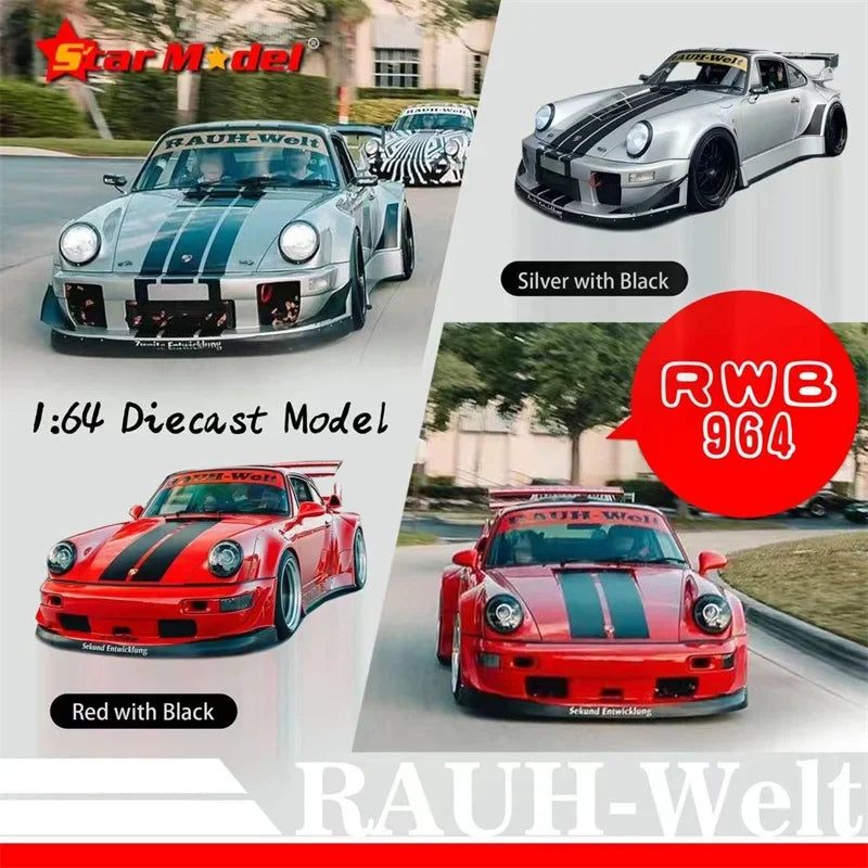 Star Model 1:64 Rauh-Welt RWB 964 GT Siver / Red Diecast Model Car