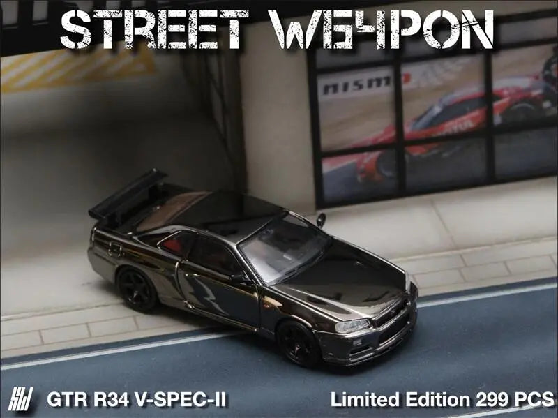 Street Weapon SW 1:64 GTR R34 V-SPEC-II electrotype limited299 Diecast Model Car