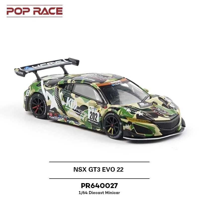 POP RACE 1:64 NSX GT3 EVO 22 bape Diecast Model Car