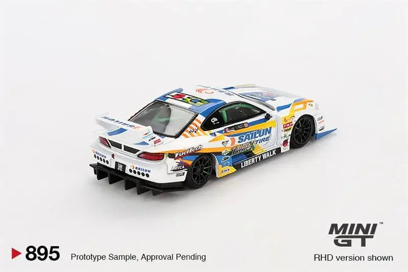 MINI GT #895 1:64 LBWK LB-Super Silhouette S15 SILVIA #555 2023 Die-Cast Car Model Collection Miniature