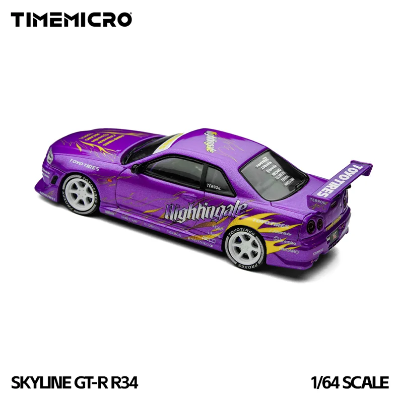 TimeMicro 1:64 Skyline R34 purple Diecast Model Car