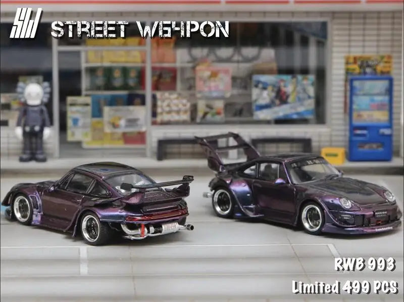 Street Weapon 1:64 RWB 993 low / High tail Chameleon limited499 Diecast Model Car