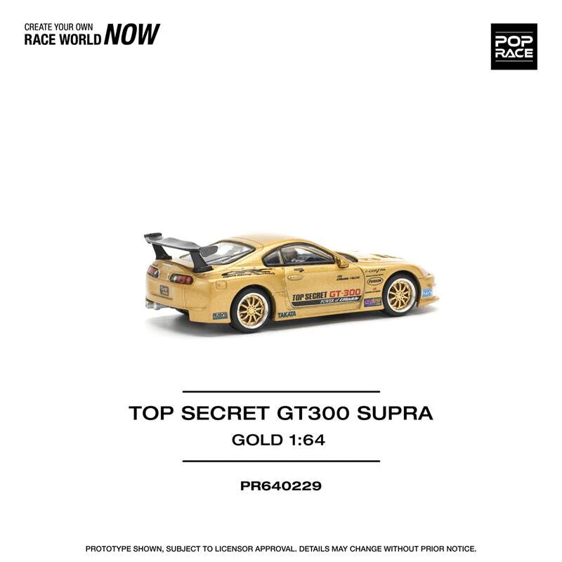 Pop Race 1:64 TOP SECRET GT300 SUPRA Gold Diecast Model Car