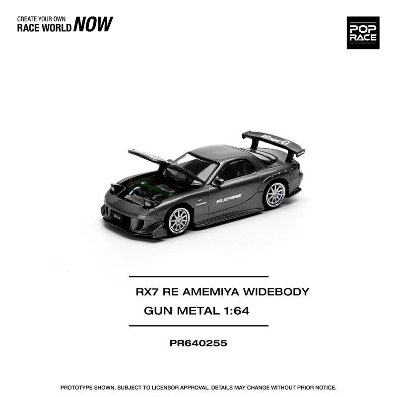 Pop Race 1:64 RX-7 RE Amemiya WIDEBODY Metal Diecast Model Car