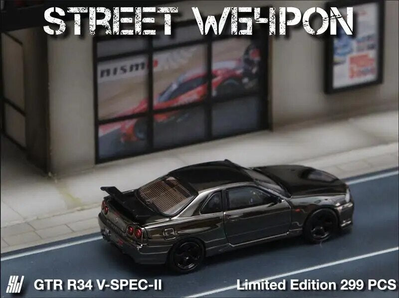 Street Weapon SW 1:64 GTR R34 V-SPEC-II electrotype limited299 Diecast Model Car