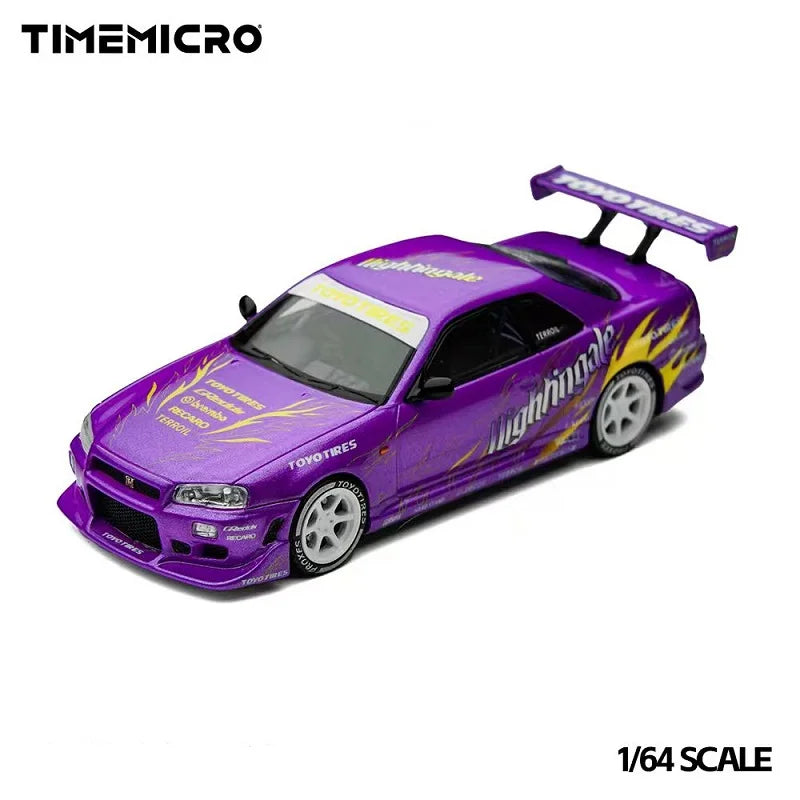 ModernArt & SENSEORGAN / TIME MICRO1:64 Skyline R34 SAFETY CAR / PURPLE Diecast Model Car