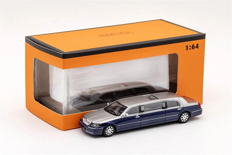 GCD 1:64 Lincoln Town Car Mk3 FN145 SilverBlue/GoldGreen LHD Diecast Model Car