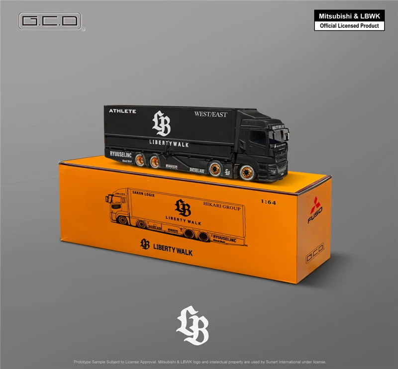 **Pre-Order** GCD 1:64 LWBK LB-TRUCKS JDM Fuso Super Great Lightning #23 White Black RHD Diecast Model Car