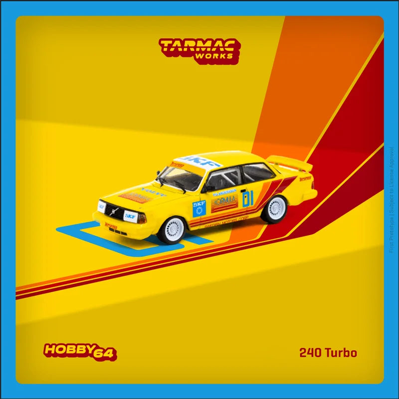 Tarmac Works 1:64 240 Turbo Yellow Diecast Model Car
