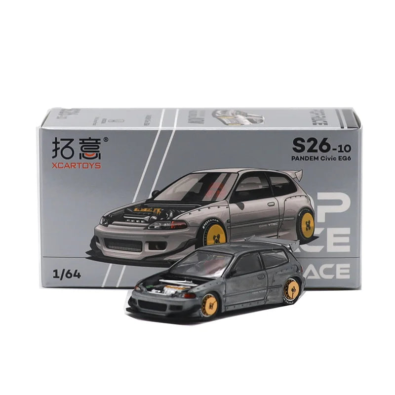 Xcartoys 1:64 Civic EG6 Pandem Raw Metal Die-Cast Car Model Miniature Gifts
