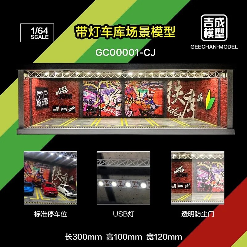 Led Light Diorama Garage Display Cabinet Carport LBWK LB Lambo JDM Nissan Nismo for 1:64 Model Car