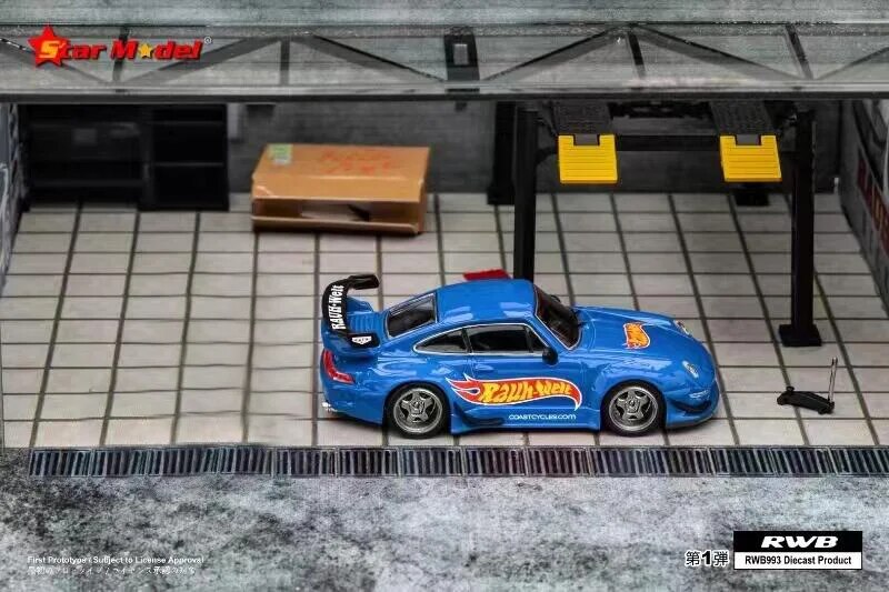 Star Model 1:64 Rauh-Welt RWB 993 GT Blue Rauh / RLC #93 Diecast Model Car