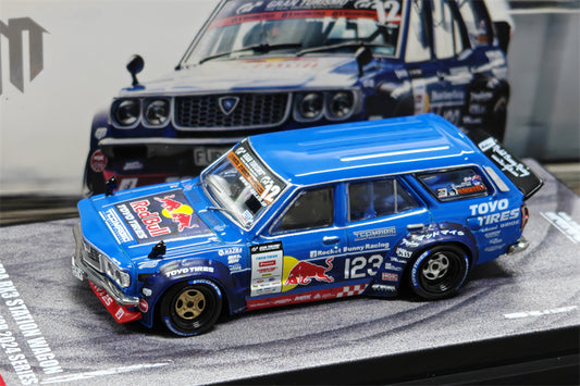 INNO 1:64 MAD MIKE 1976 RX3 Station Wagon D1GP 2024 BLUE#23 Diecast Model Car