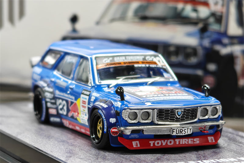 INNO 1:64 MAD MIKE 1976 RX3 Station Wagon D1GP 2024 BLUE#23 Diecast Model Car