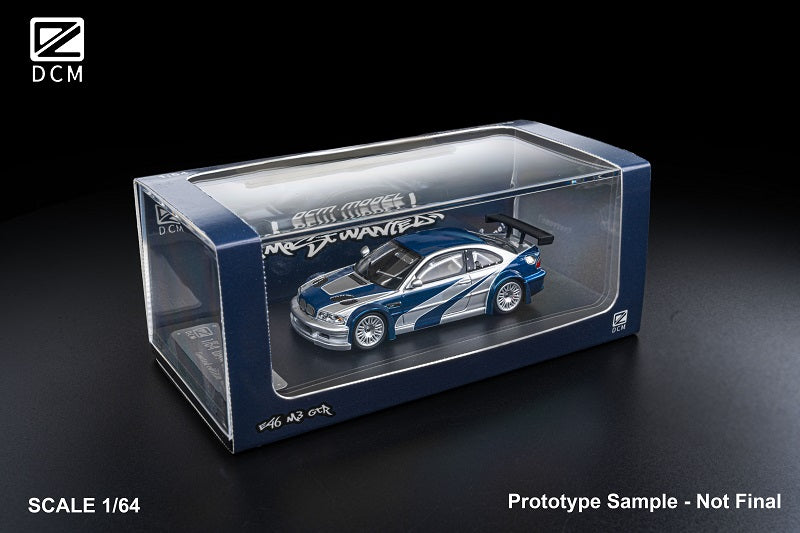 D.C.M 1:64 M3 GTR E46 Need for Speed Livery SilverBlue Scale Diecast Model Car