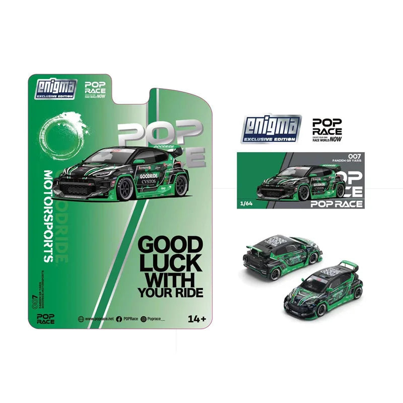 **Pre-Order** Pop Race 1:64 GR Yaris Pandem Rocket Bunny Goodride Green-Black Blister Card Version Diecast Model Car