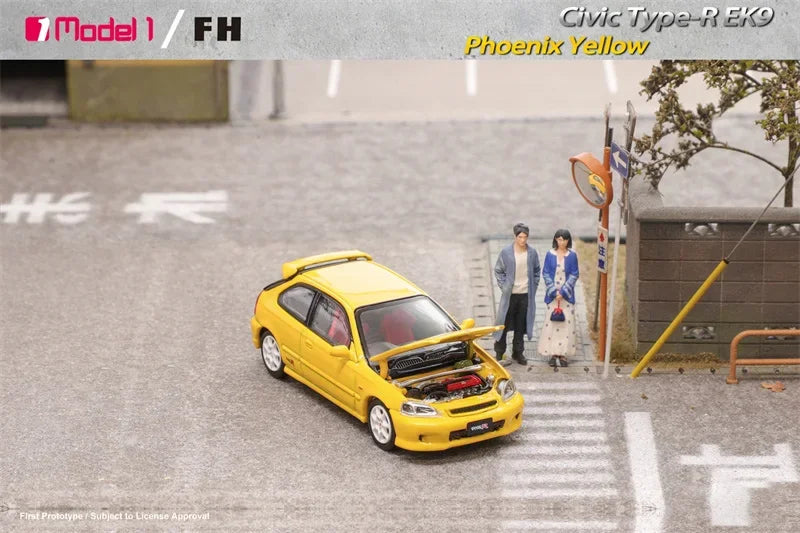 Focal Horizon FH x Model One 1:64 Type-R EK9 Phoenix Yellow Limited999 Diecast Model Car