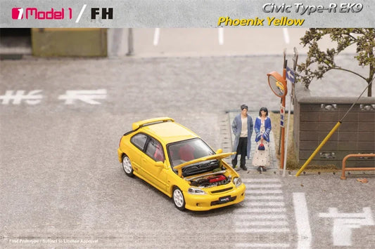 Focal Horizon FH x Model One 1:64 Type-R EK9 Phoenix Yellow Limited999 Diecast Model Car