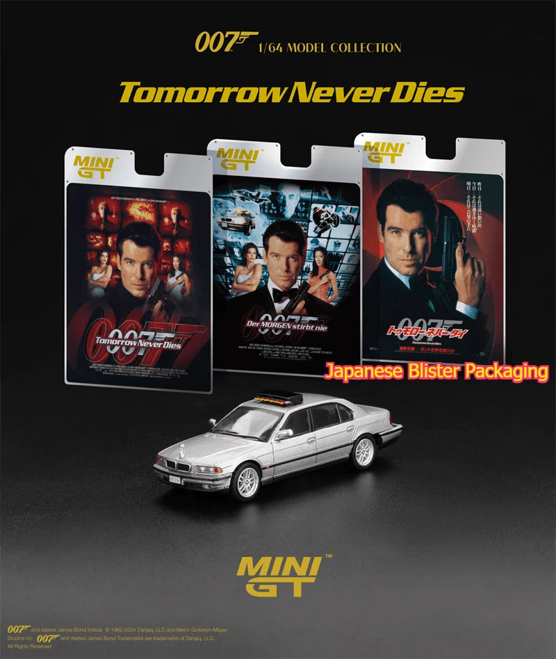 MINI GT 1:64 750IL Tomorrow Never Dies Blister Packaging Diecast Model Car