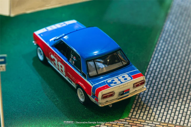 **Pre-Order** Tarmac Works 1:64 Datsun 510 SCCA National Championship 1973 Red and Blue#38 Diecast Model Car