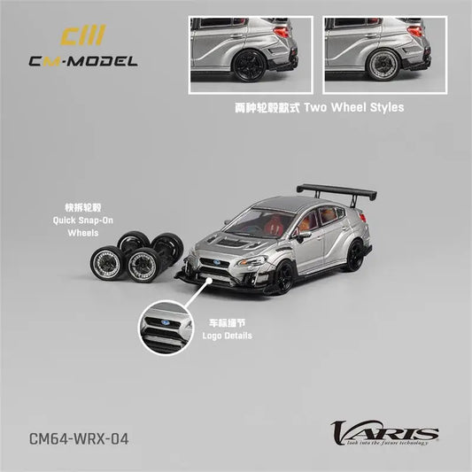 CM MODEL  1:64 Varis Widebody 2.0 WRX Silver Diecast Model Car