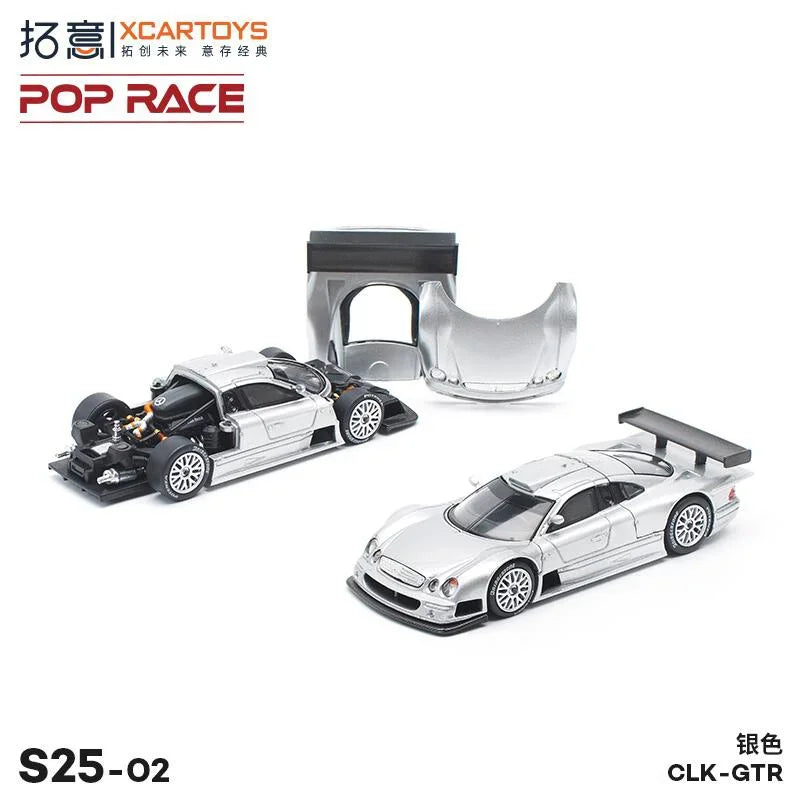 **Pre-Order** Xcartoys x POP RACE 1:64 CLK-GTR Silver Diecast Model Car