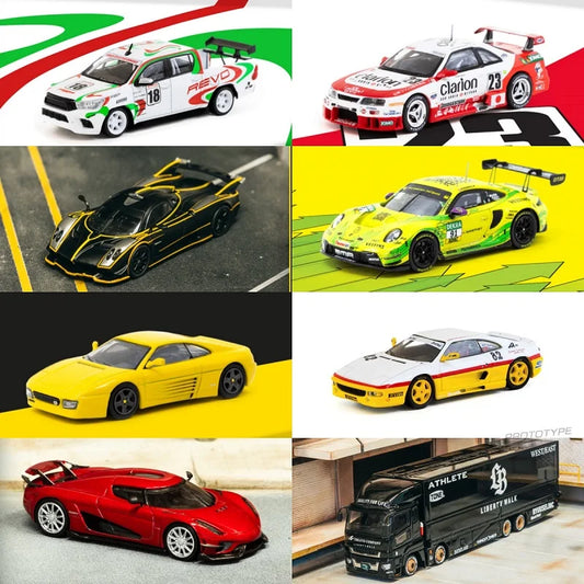 Tarmac Works 1:64 Hilux F355 Challenge Regera  Huayra R  Fuso Super Great LB-TRUCKS Black 348 EVO Diecast Model Car