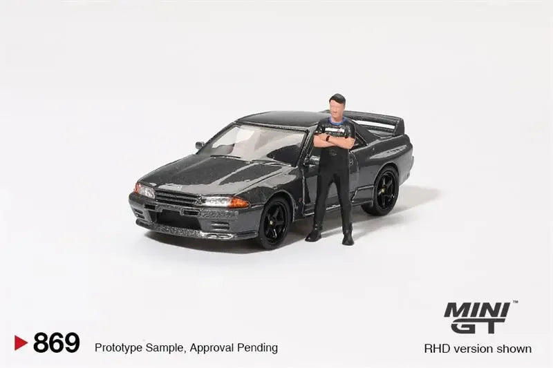 **Pre-Order** MINI GT 1:64 Skyline GT-R (R32) Nismo Gunmetal W/ Matsuda Figure RHD Diecast Model Car