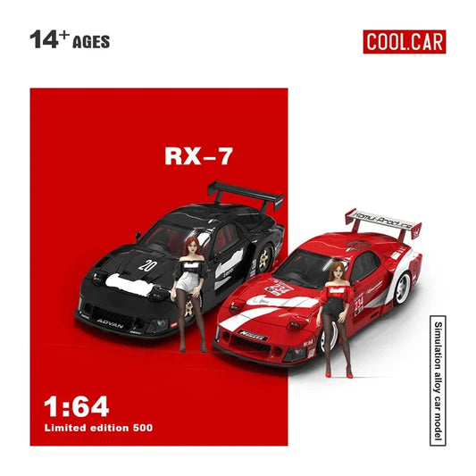 PreSale Cool Car /TimeMicro 1:64 RX-7 Black / Red Die-Cast Car Model Collection Miniature