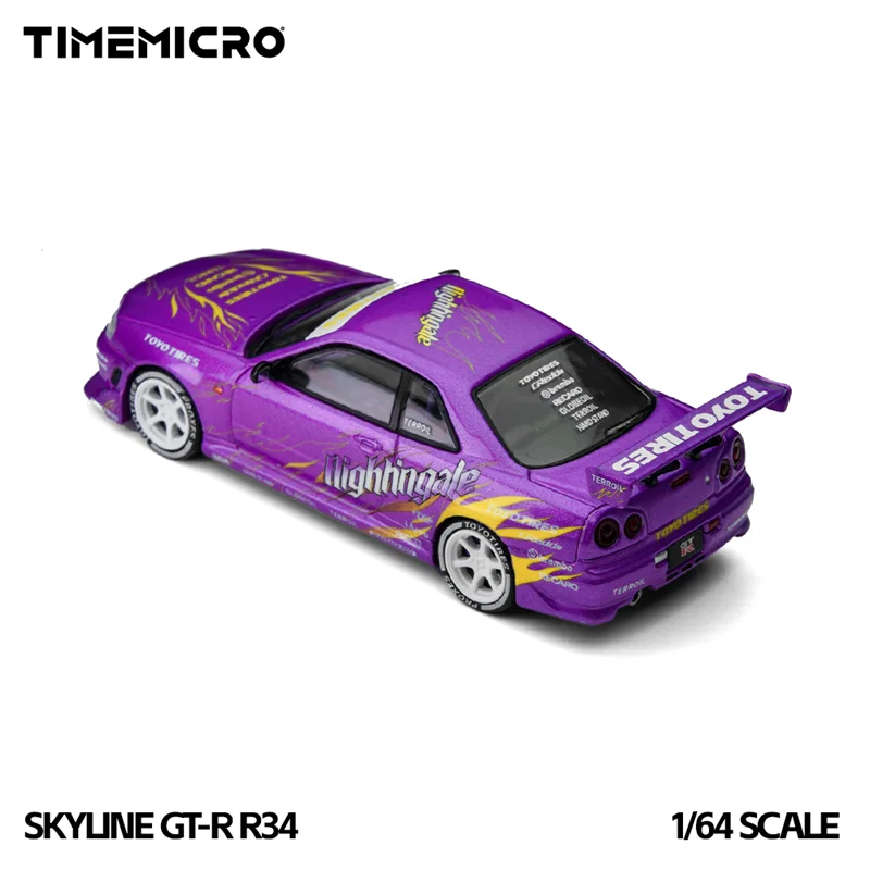 TimeMicro 1:64 Skyline R34 purple Diecast Model Car