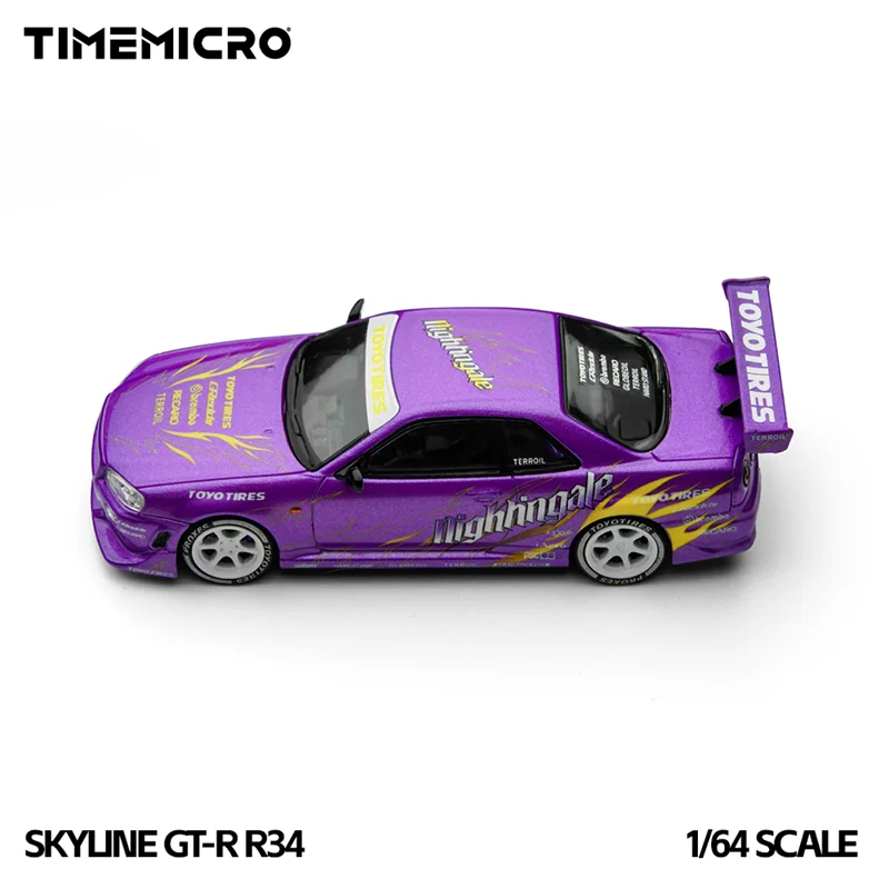 TimeMicro 1:64 Skyline R34 purple Diecast Model Car