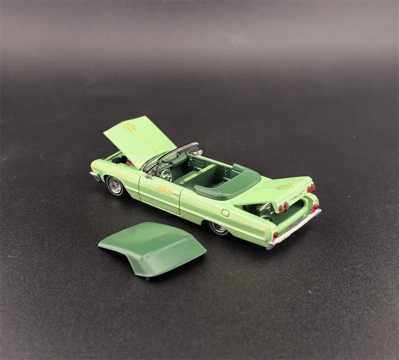 Fine Works 1:64 Impala Lowrider Pink / Green / Black Diecast Model Car