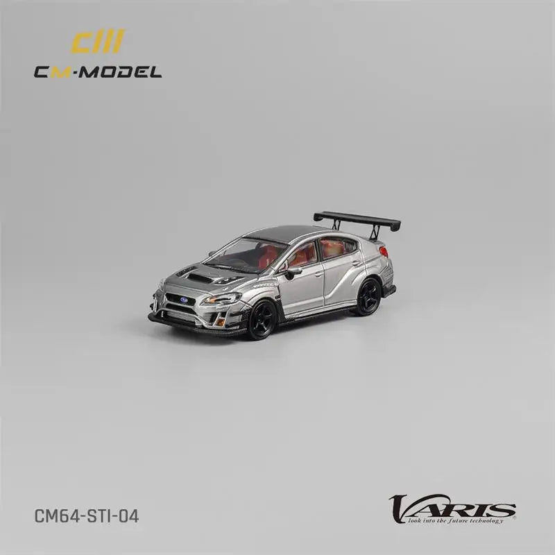 CM MODEL  1:64 Varis Widebody STI Silver Diecast Model Car