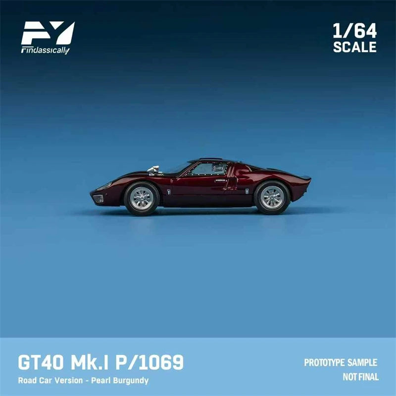 Findclassically 1:64 GT40 Mk.I P1069 Road Car Version Pearl Burgundy Limited500 Die-Cast Car Model Collection Miniature