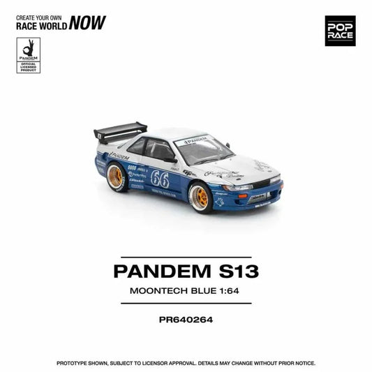 POP RACE 1:64 PANDEM SILVIA S13 MOONTECH BLUE Diecast Model Car