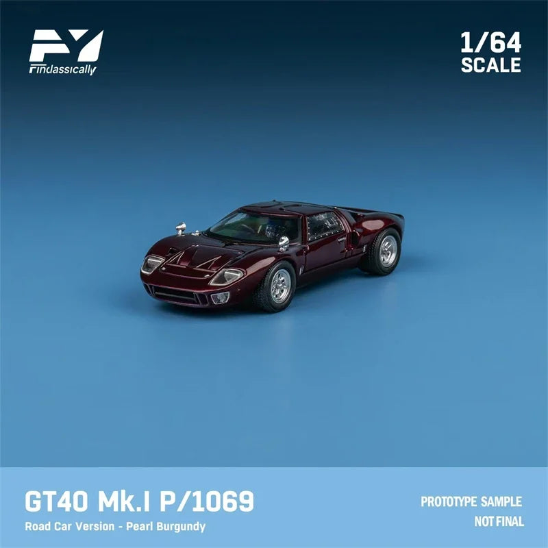 Findclassically 1:64 GT40 Mk.I P1069 Road Car Version Pearl Burgundy Limited500 Die-Cast Car Model Collection Miniature