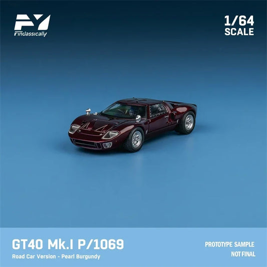 Findclassically 1:64 GT40 Mk.I P1069 Road Car Version Pearl Burgundy Limited500 Die-Cast Car Model Collection Miniature
