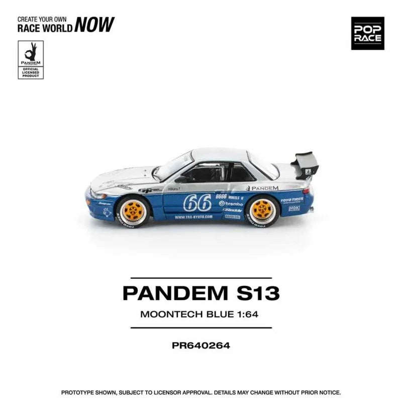 POP RACE 1:64 PANDEM SILVIA S13 MOONTECH BLUE Diecast Model Car