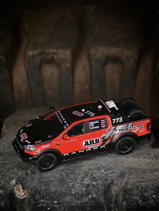 MK Miniatures 1:64 Ranger Raptor 2024 Red Black Baja Racing Collection Miniature DieCast Model Car