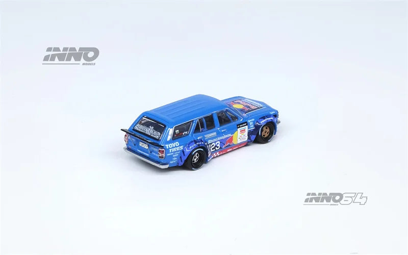 INNO 1:64 MAD MIKE 1976 RX3 Station Wagon D1GP 2024 BLUE#23 Diecast Model Car