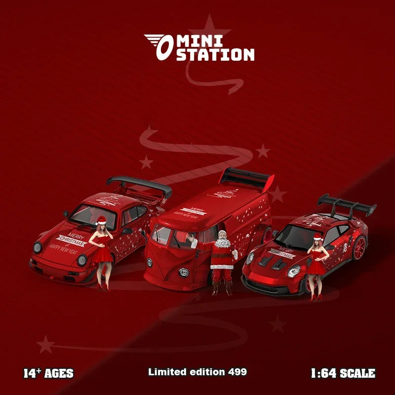 Mini Station 1:64 SUP 2024 Christmas Metallic red Diecast Model Car