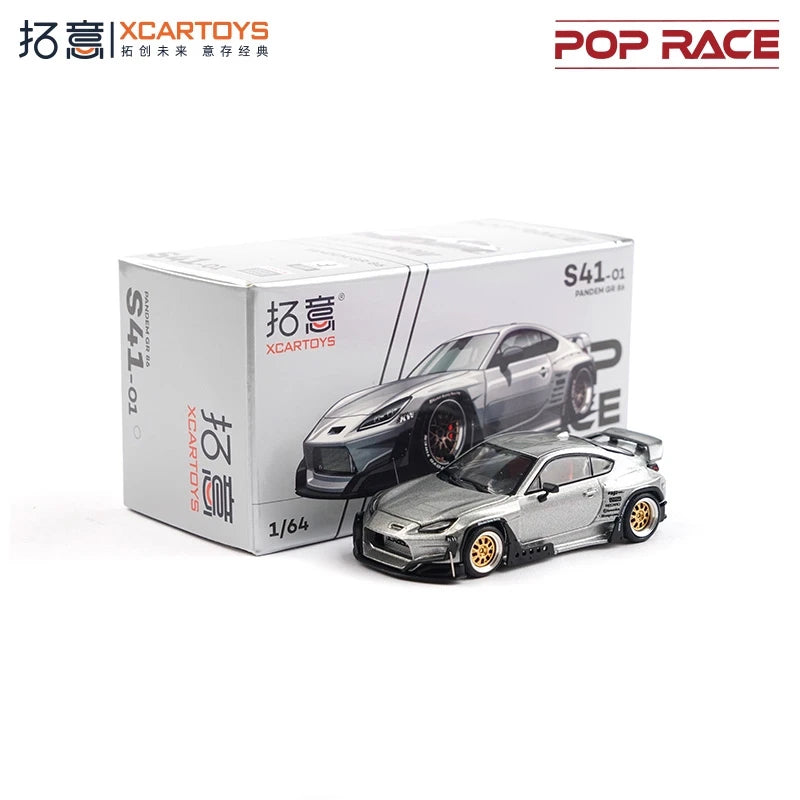 Xcartoys x POP RACE 1:64 PANDEM GR 86 Silver Diecast Model Car