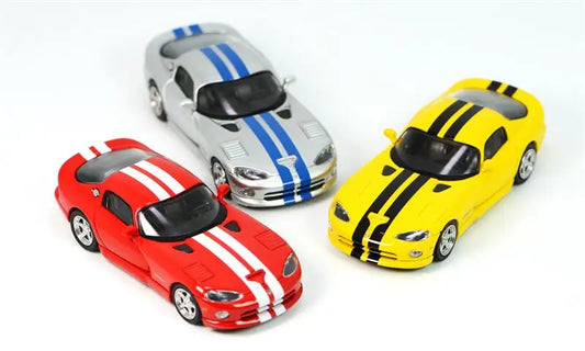 GFCC 1:64 1996 Viper GTS Hardtop Silver Yellow Red Diecast Model Car