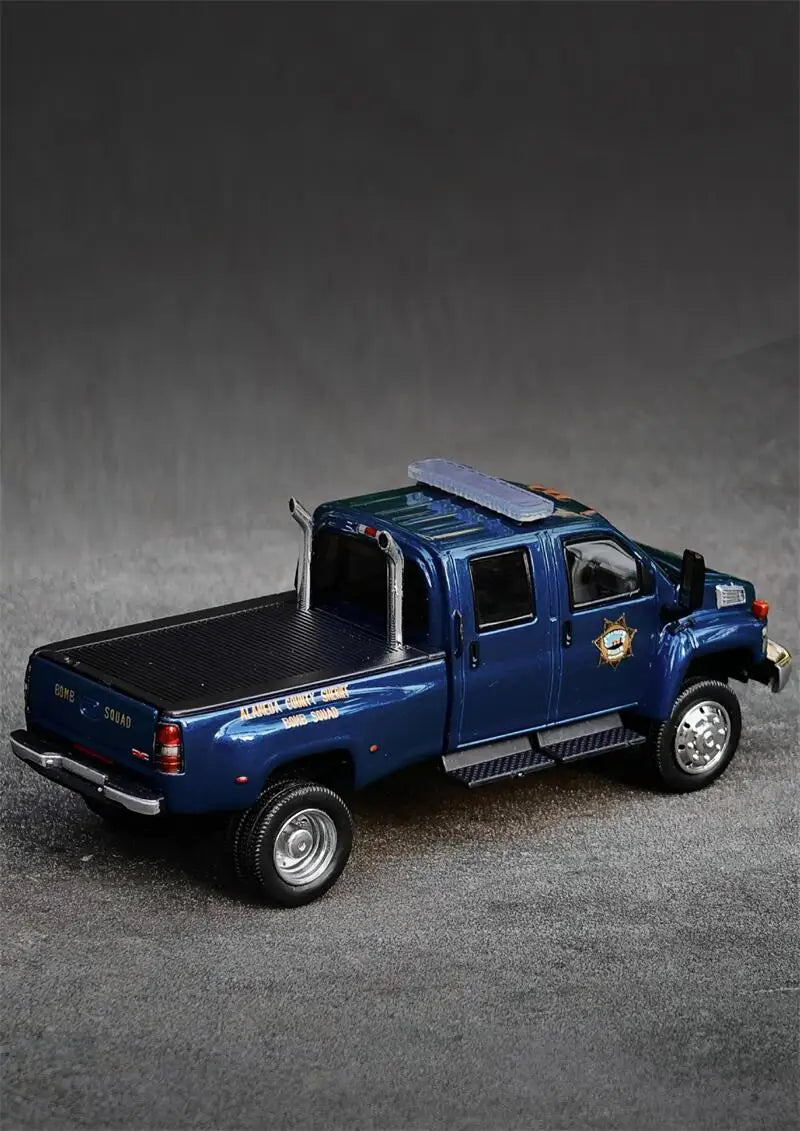 MK Miniatures & GOC 1:64 GMC TOP KICK PICK UP POLICE TRUCK Blue Limited499 Diecast Model Car