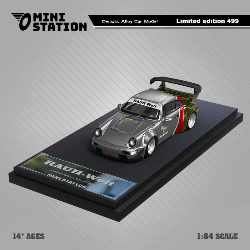 Mini Station  1:64 RWB 964 SAMURAI 2077 BlackYellow / SilverGreen limited499 Diecast Model Car