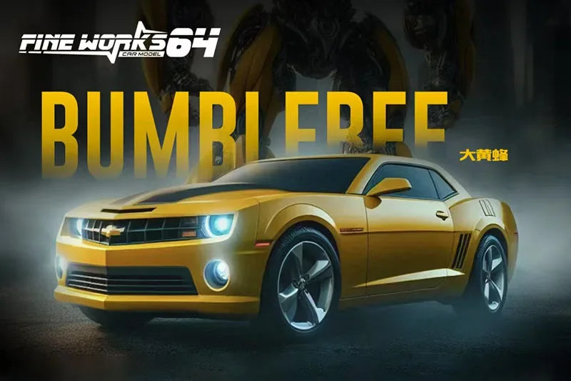 Fine Works64 1:64 Camaro Bumblebee Yellow / Black / White Collection Miniature Diecast Metal Model Car