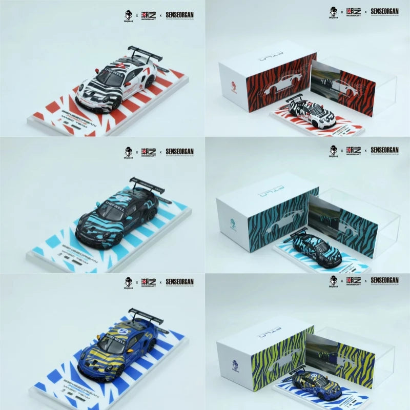 TimeMicro/ModernArt 1:64 911CUP GT3 Black White #7 Green Black #22 Gold Blue #5 Collection Miniature DieCast Model Car