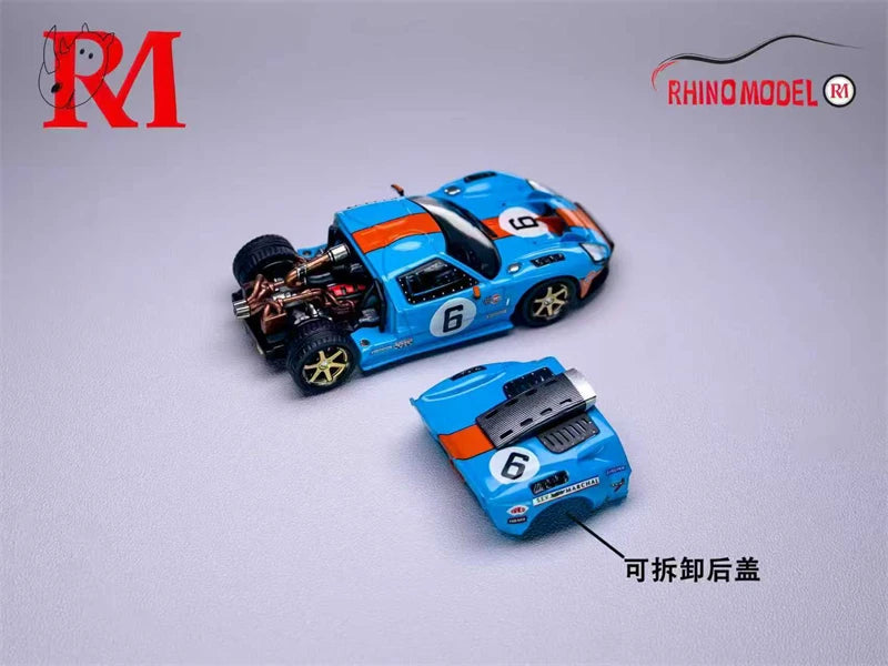 Rhino Model RM 1:64 GT40 Blue No.6 Diecast Model Car