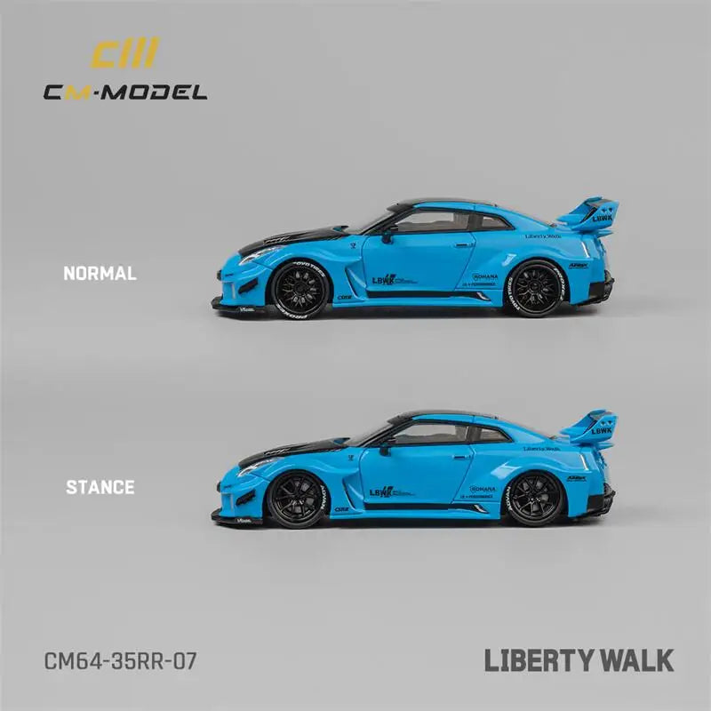 CM MODEL  1:64 LBWK GT35RR Blue Diecast Model Car